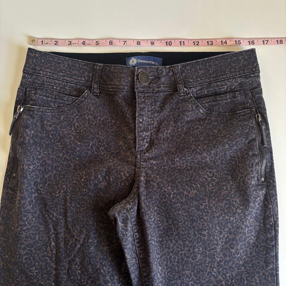 Democracy "Ab" Solution Skinny Stretch Denim Jeans Black Leopard Print Womens 10 - Picture 5 of 9